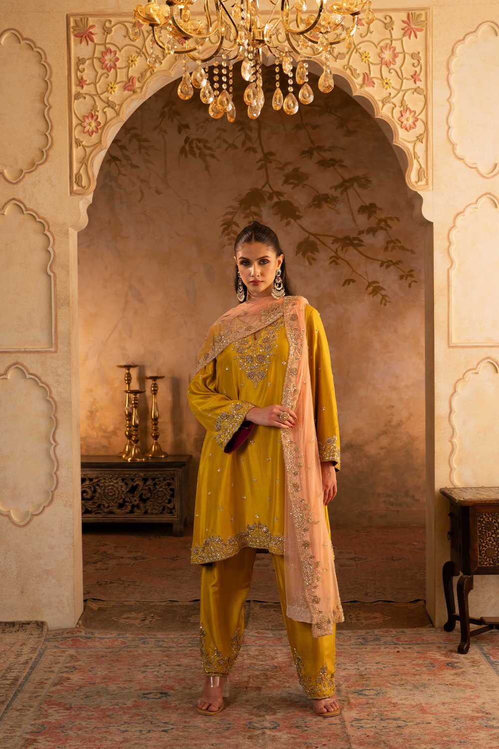 Mustard Silk Suit Set