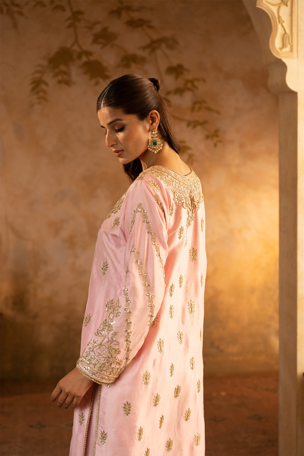 Blush Pink Silk Suit Set
