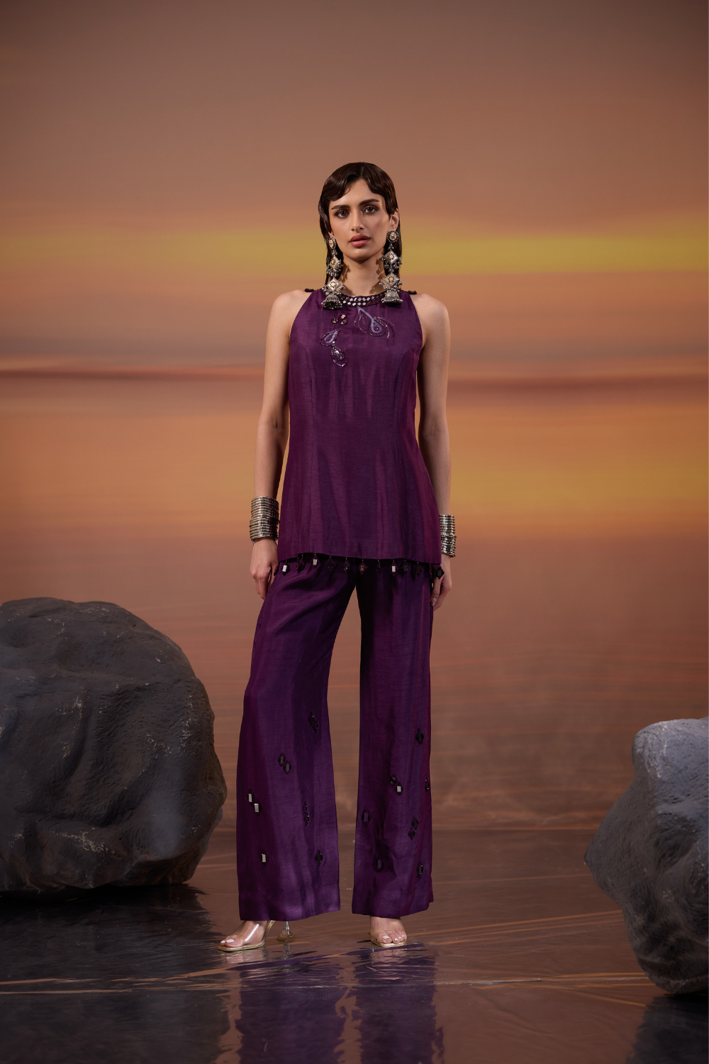 Dark Amethyst Embellished Co-ord Set