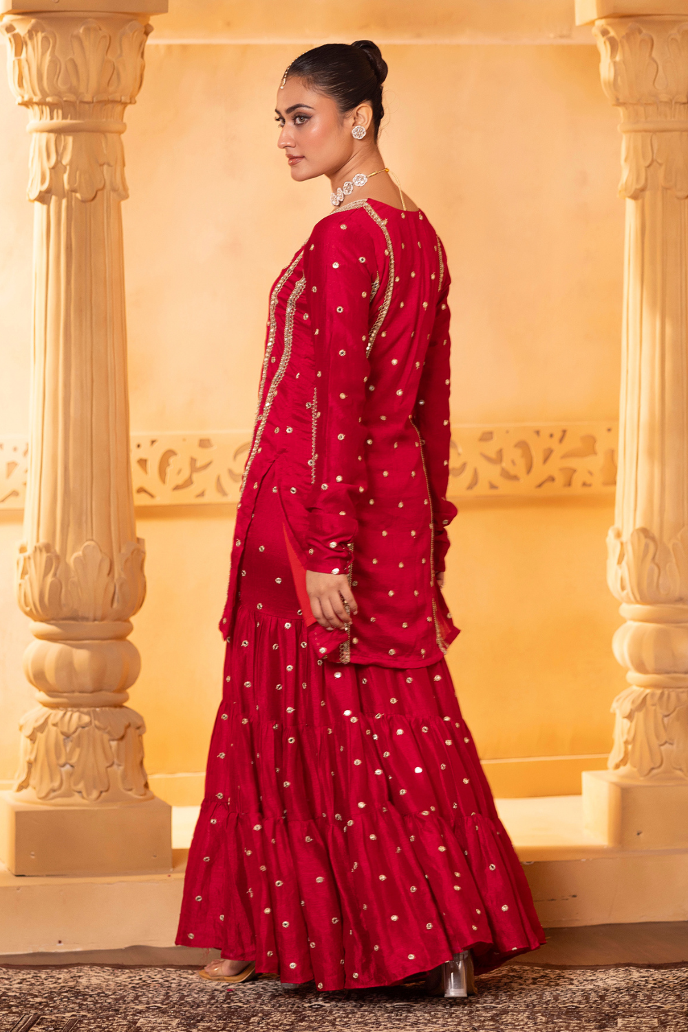 Red Kurta and Sharara Set