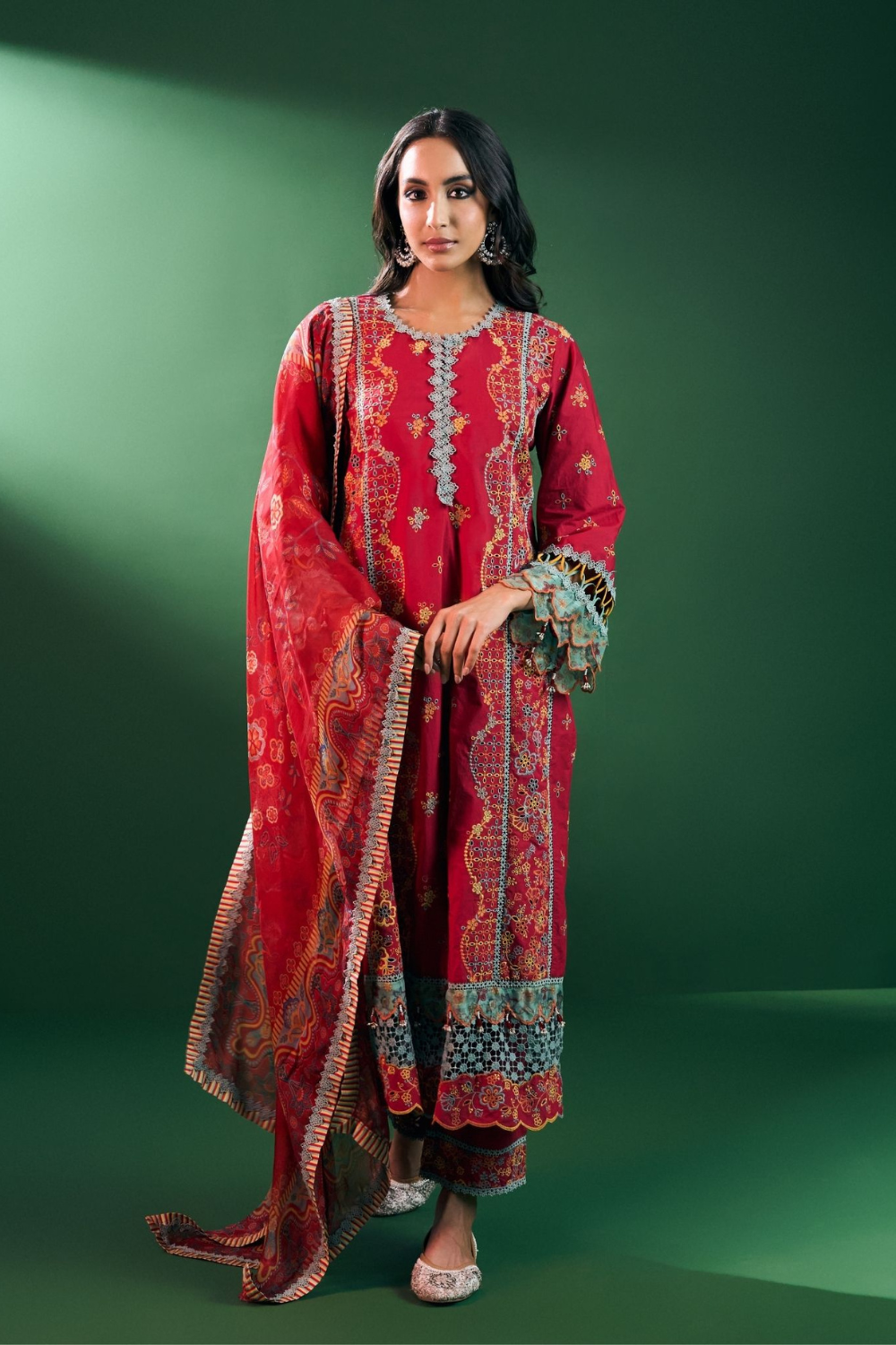 Risa Cotton Red Kurta Set