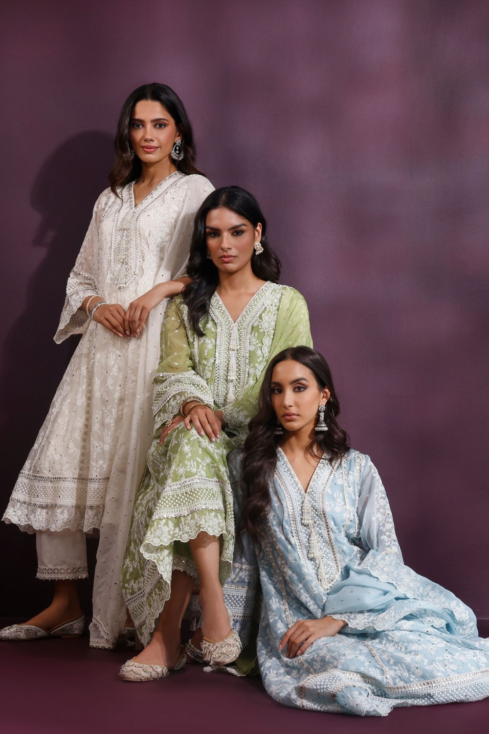 Rupa Organza Pista Green Anarkali Kurta with Pima Satin Pista Green Pant Set