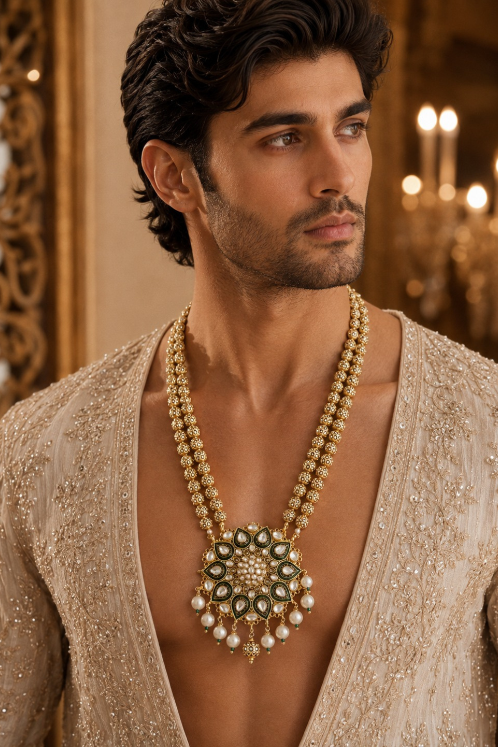Kundan Floral Pendant Necklace