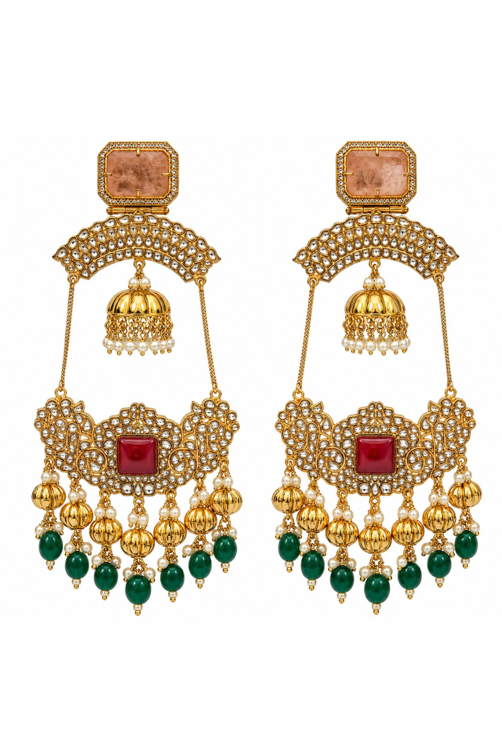 Kundan Statement Jhumka Earrings