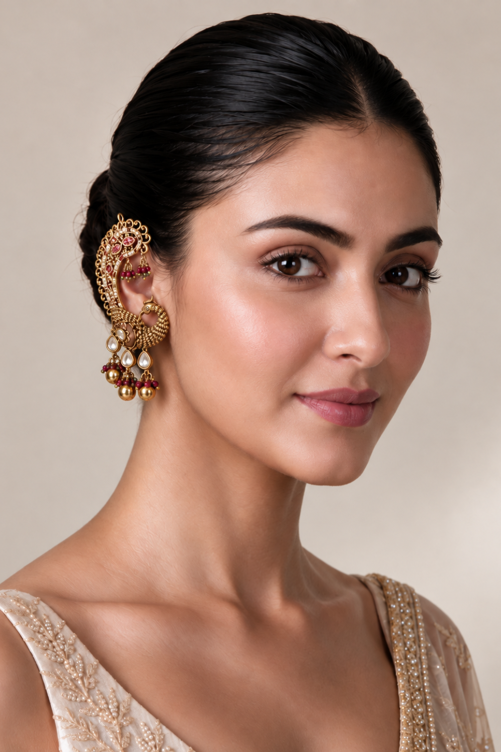 Ruby Peacock Statement Earrings