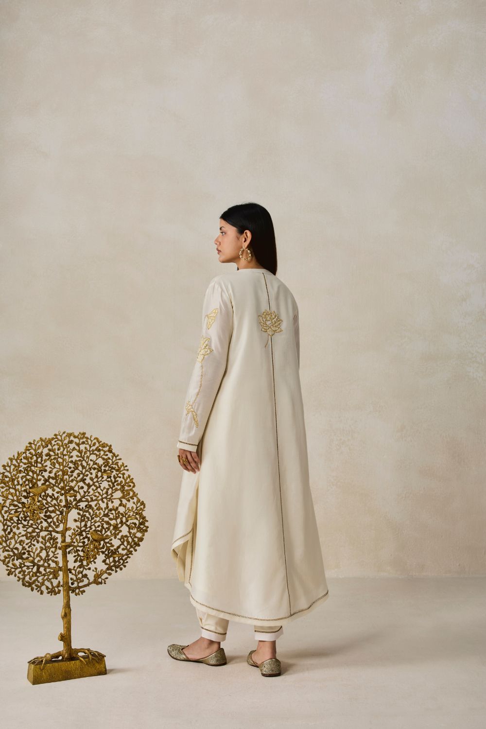 Chanderi Assmmetrical Kurta With Pant Set