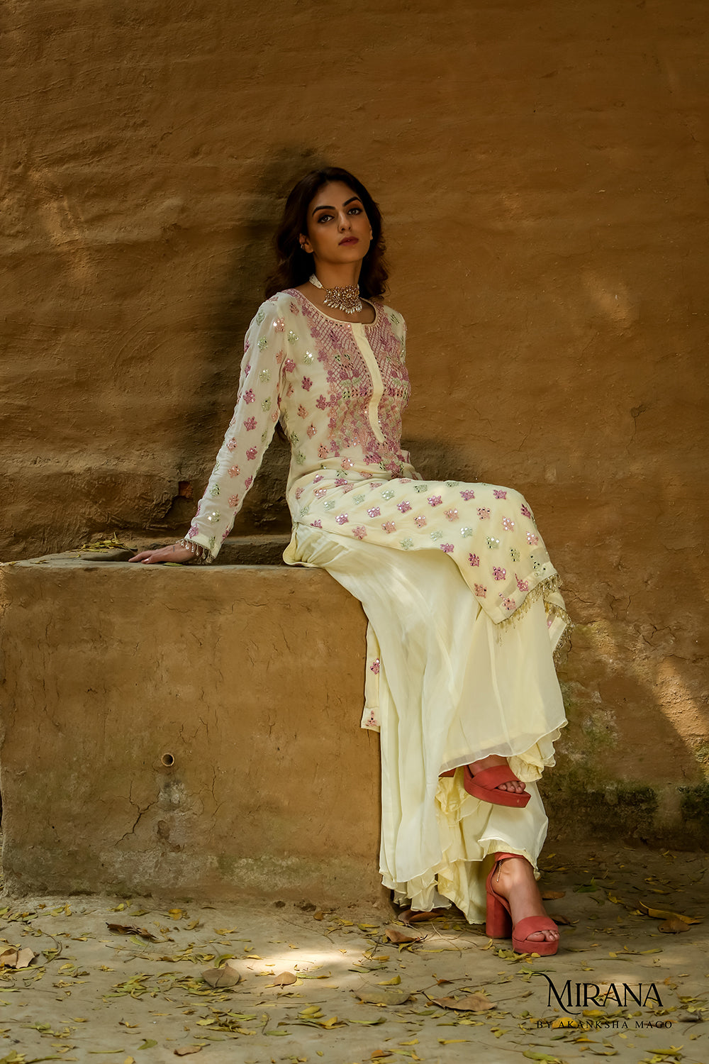 Mayra - Lemon Kurta Sharara Set Set With Sharara