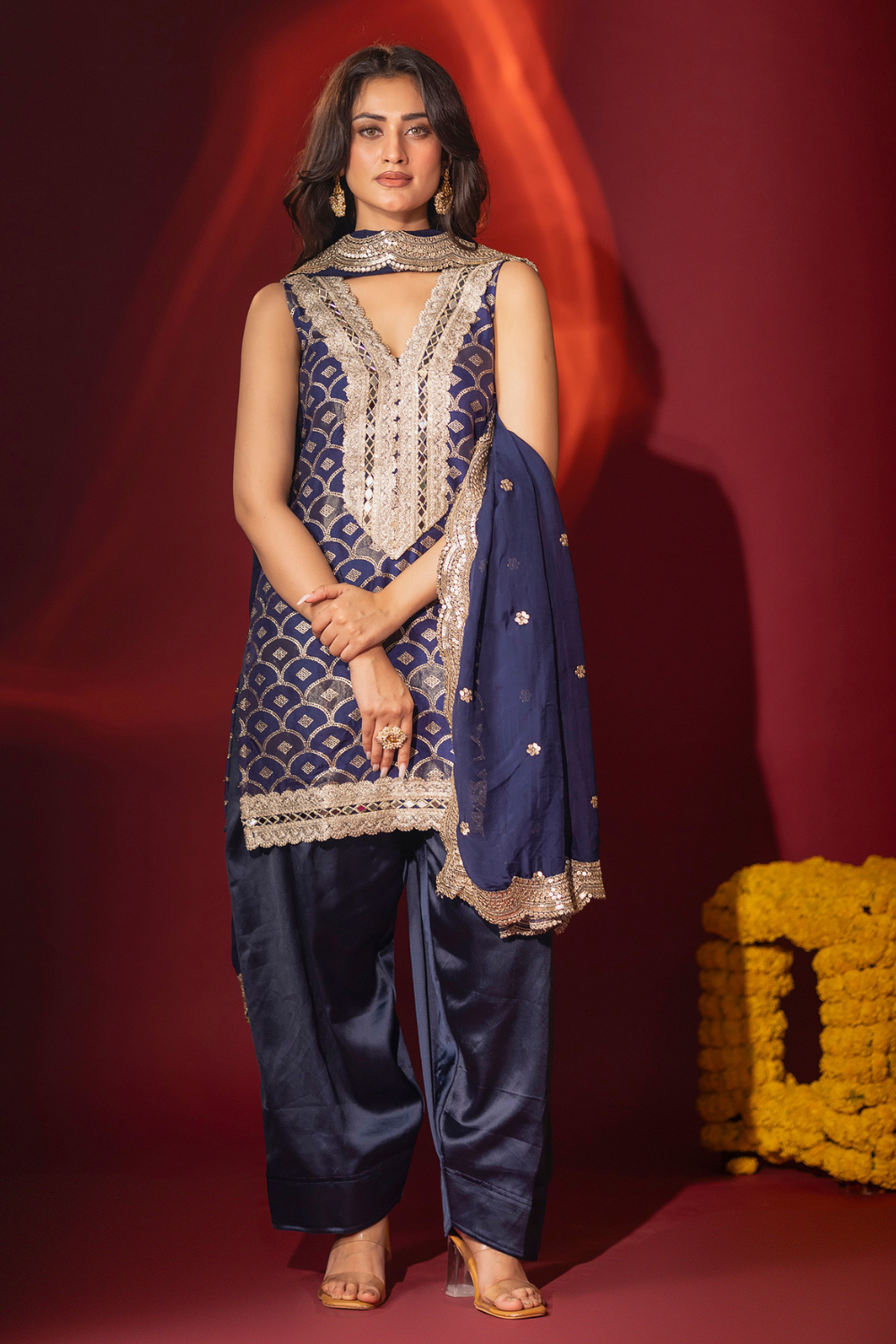 Blue Kurta and Farshi Salwar Set