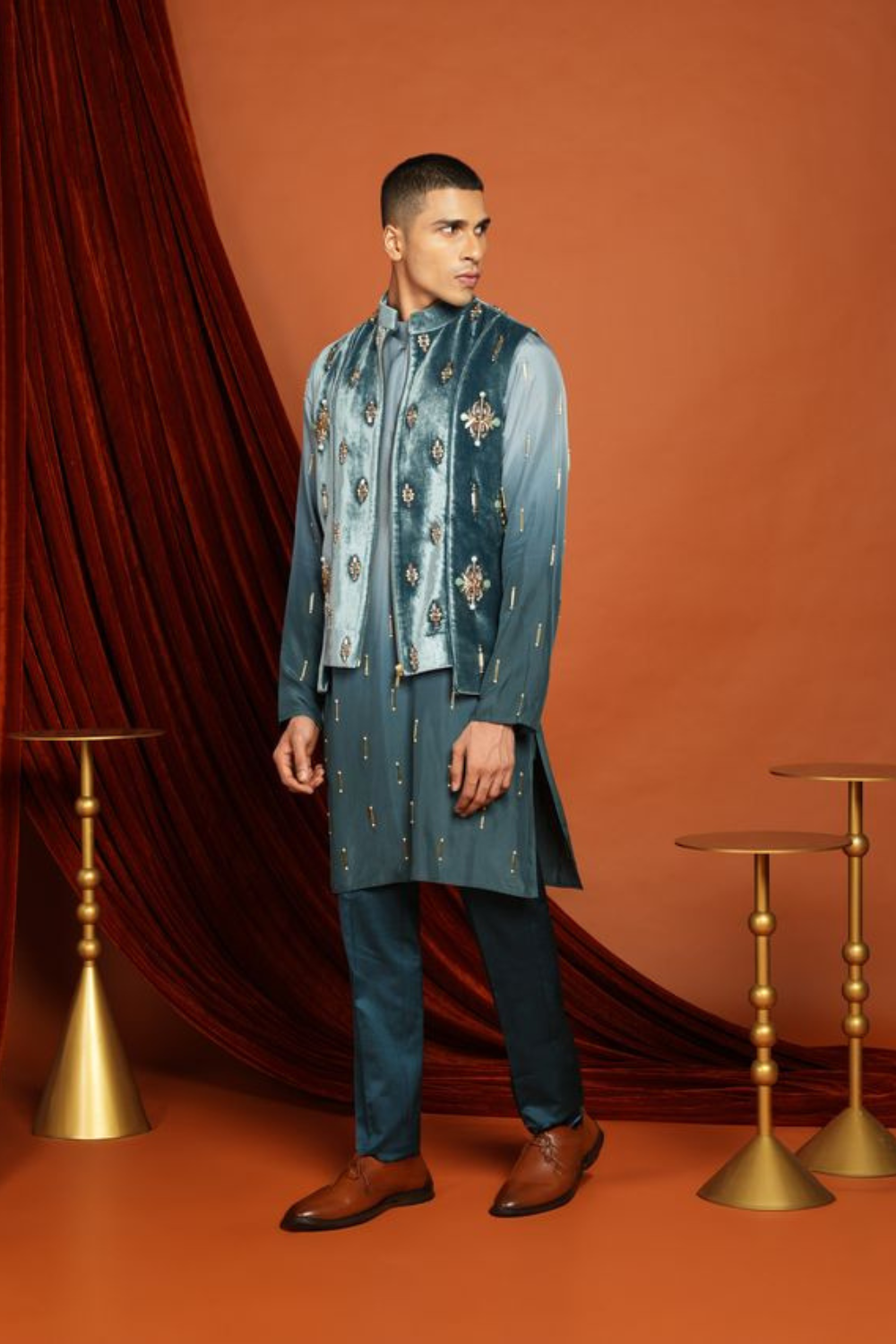 NOAH - Blue vest jacket set