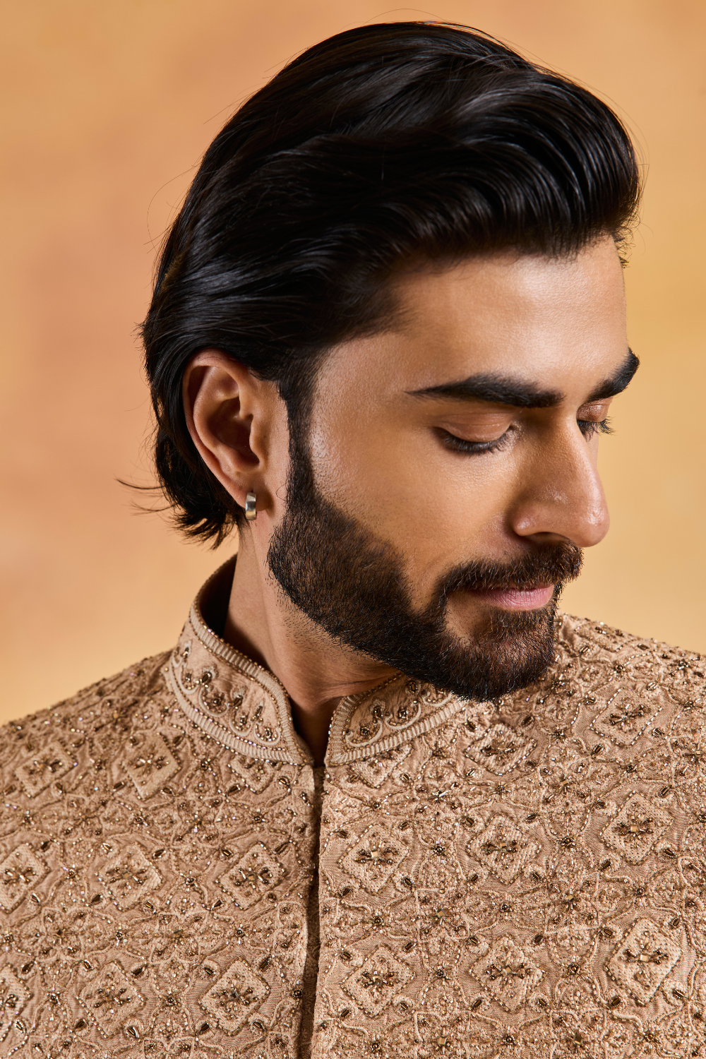Fawn Raw Silk Jodhpuri Suit Set