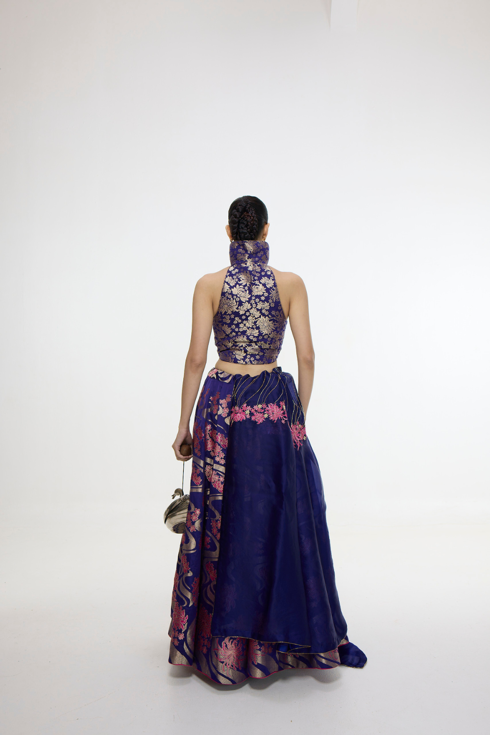 Handwoven Aubergine Cutwork Lehenga Set