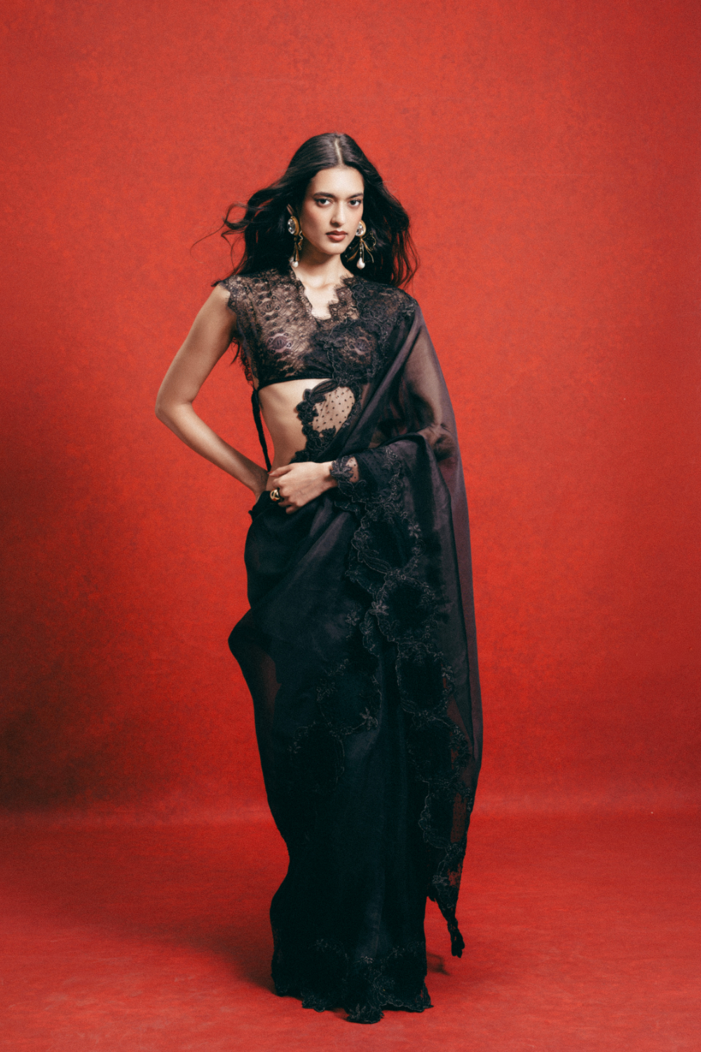 Handwoven Black Kora Banarasi Saree