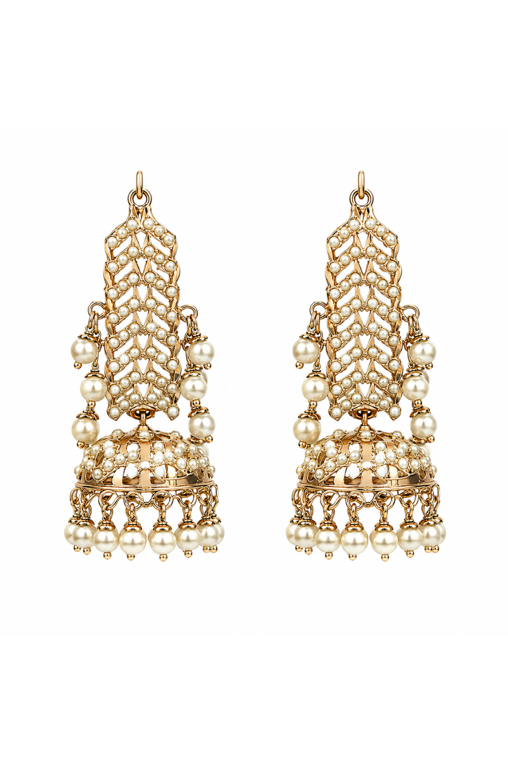 Jadau Pearl Jhumka Statement Earrings