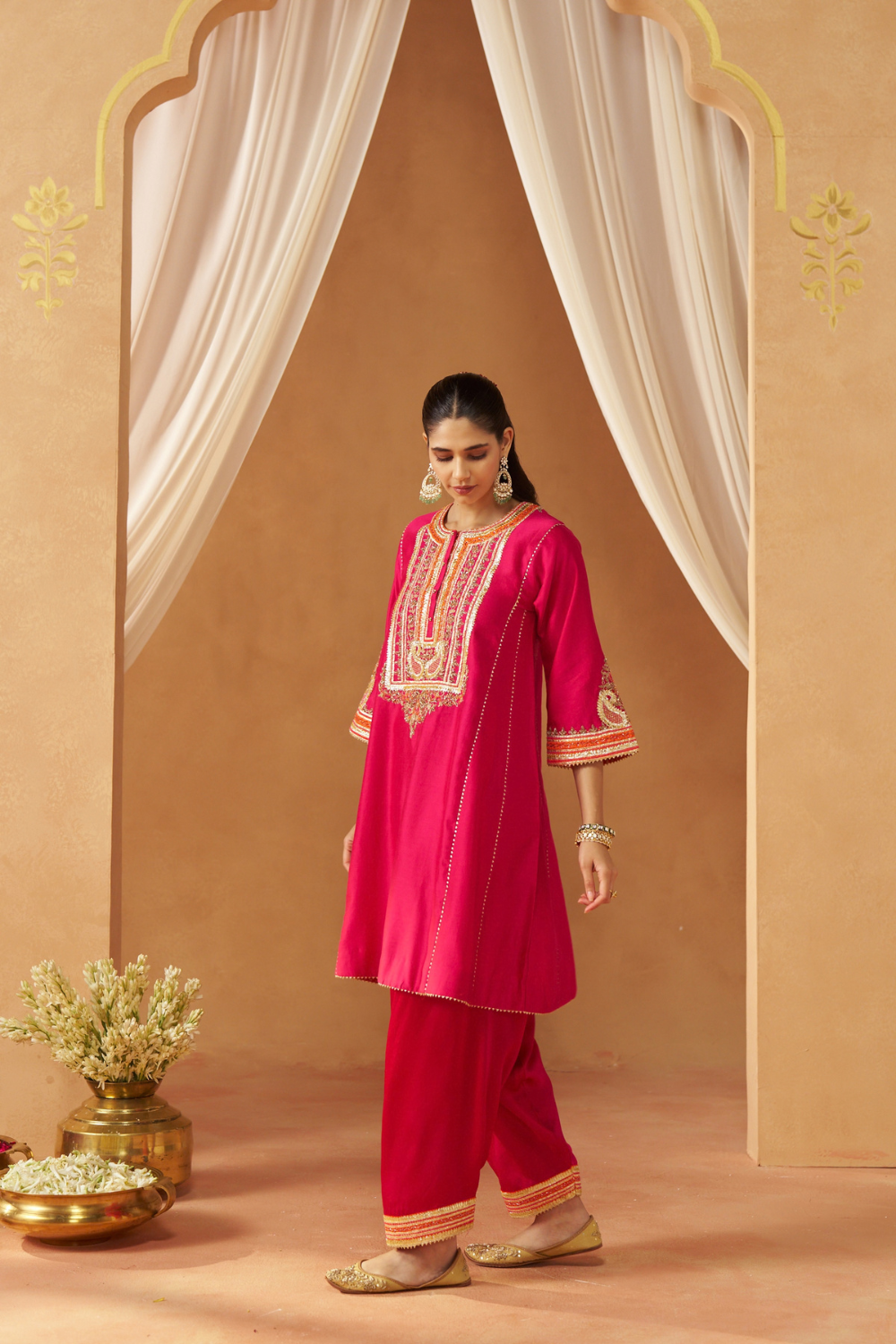 Daneen Hotpink Chauga With Salwar and Dupatta
