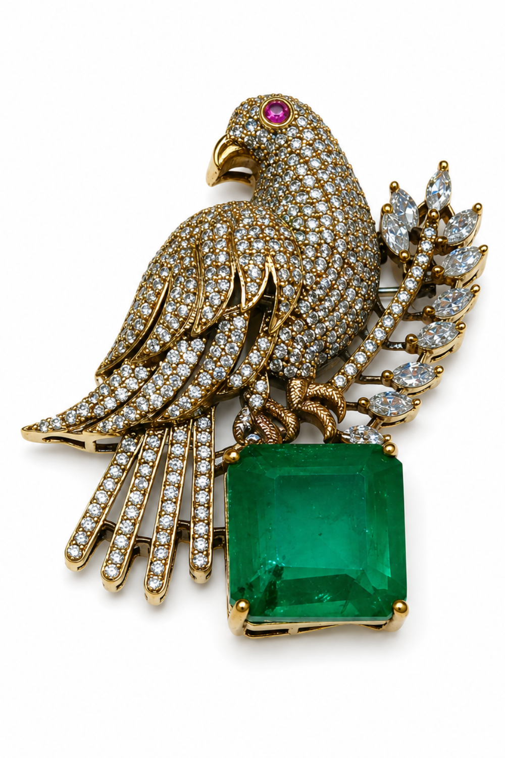 Gold Plated Zircon Eagle Motif Brooch