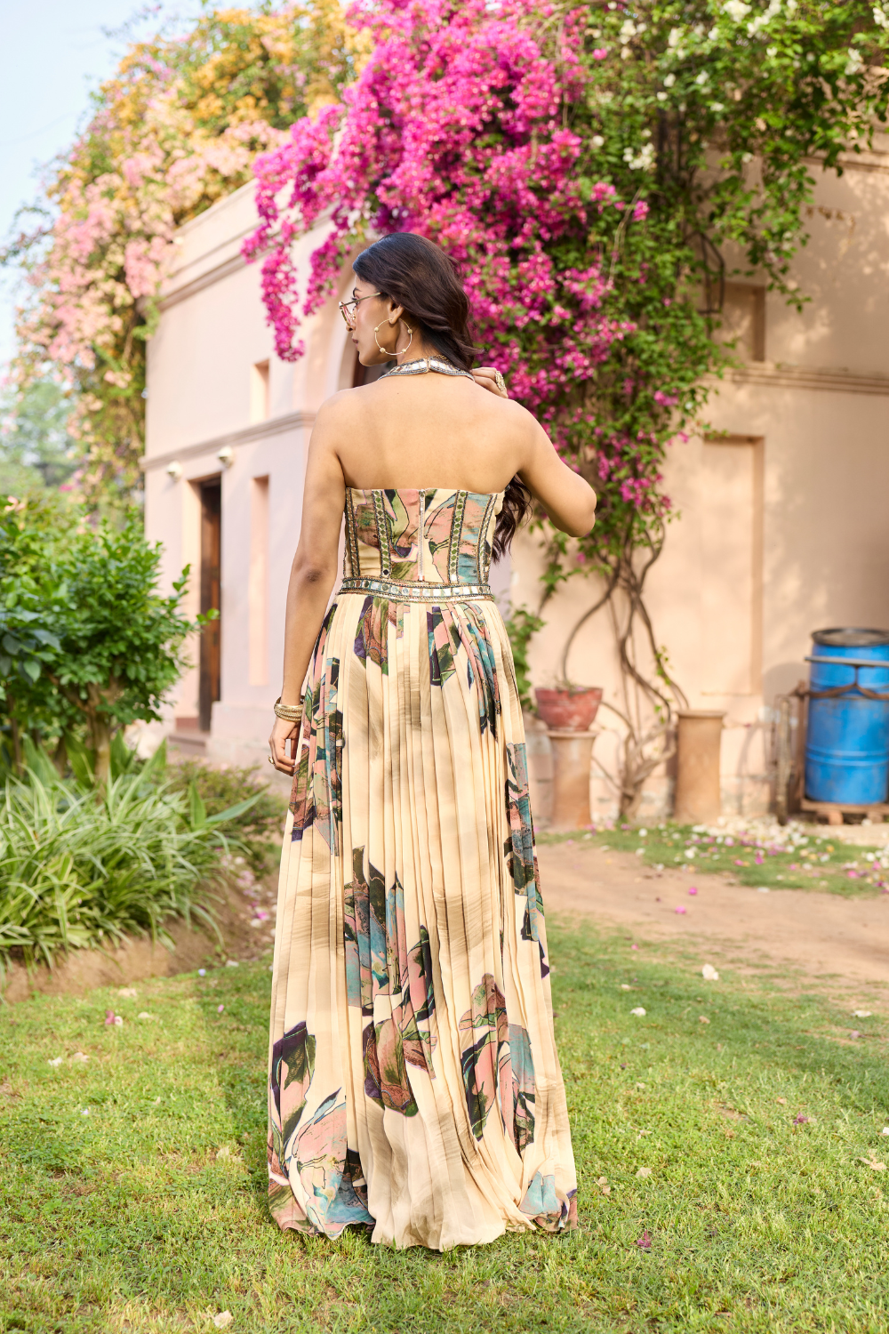 BEIGE FLORAL LEHENGA SET