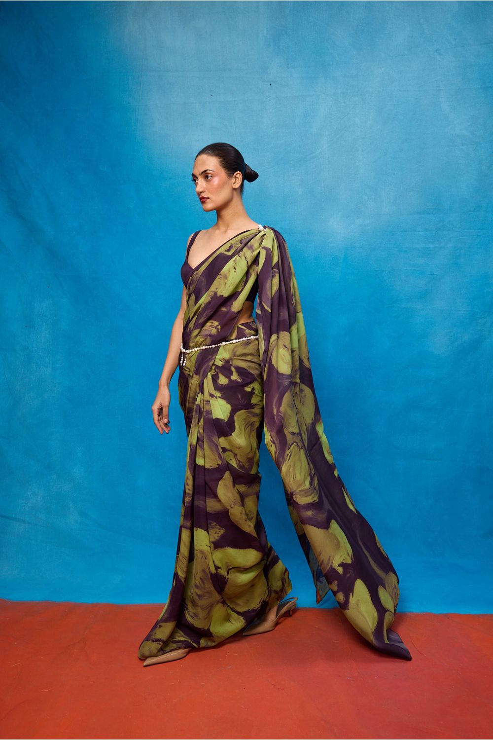 Multicolour Chiffon Digital Print Saree