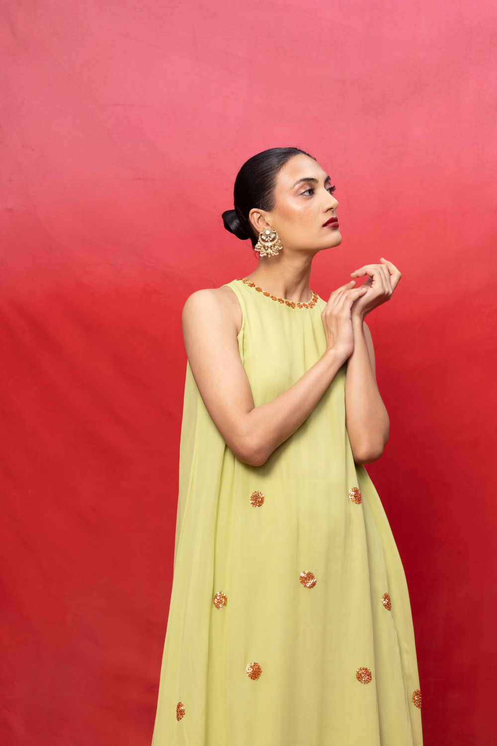 Handwoven Pistachio Green Embroidered Suit Set