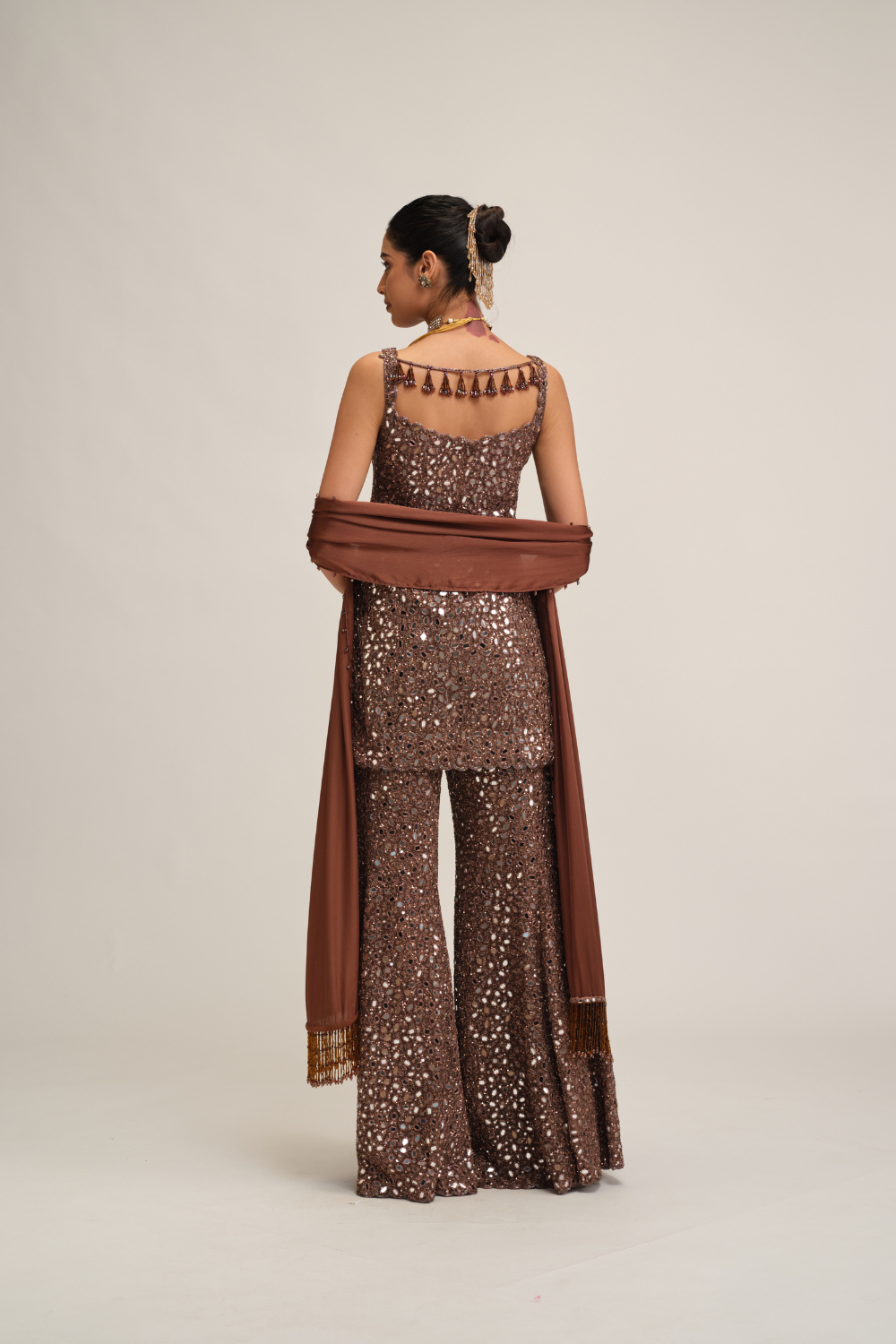 Deep Beige Kurta Sharara Set