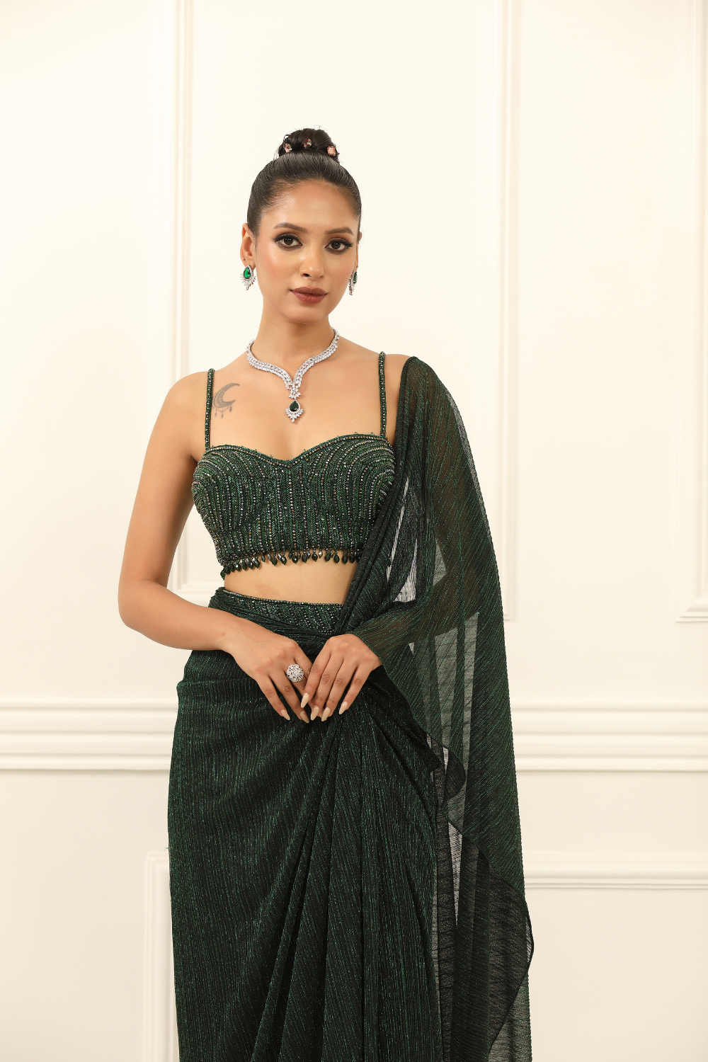 Emerald Eclipse Drape Saree