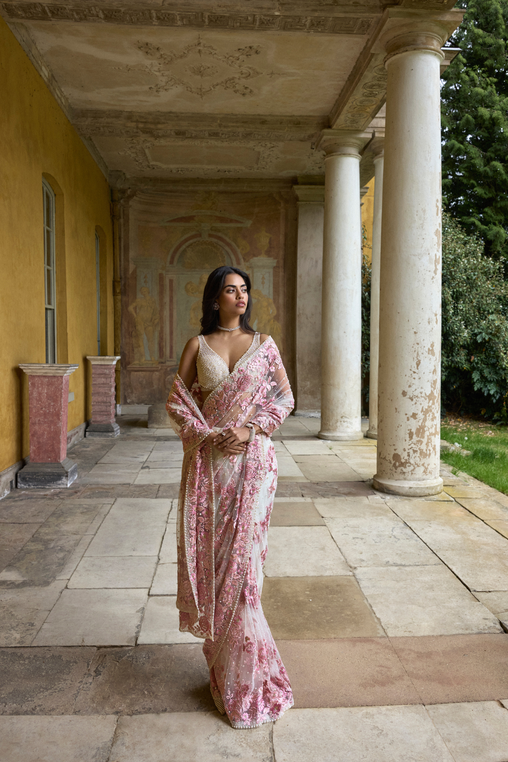 Pastel Pink Thread Work Saree