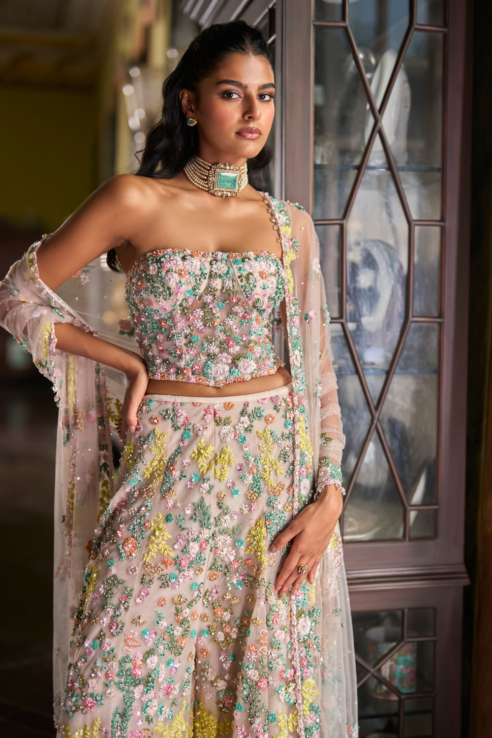 Multi-Coloured Corset Sharara Set