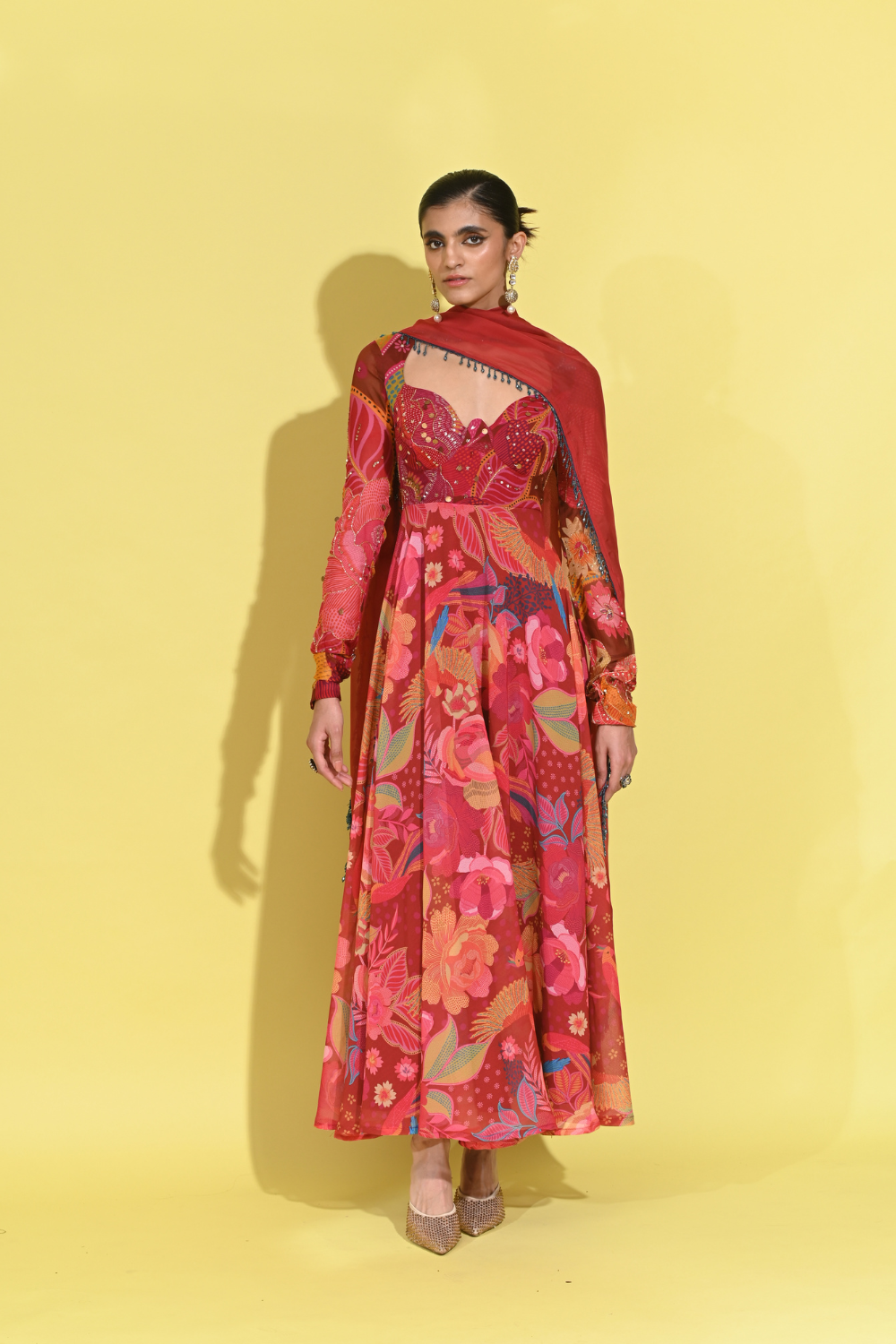 Ruby Anarkali Set