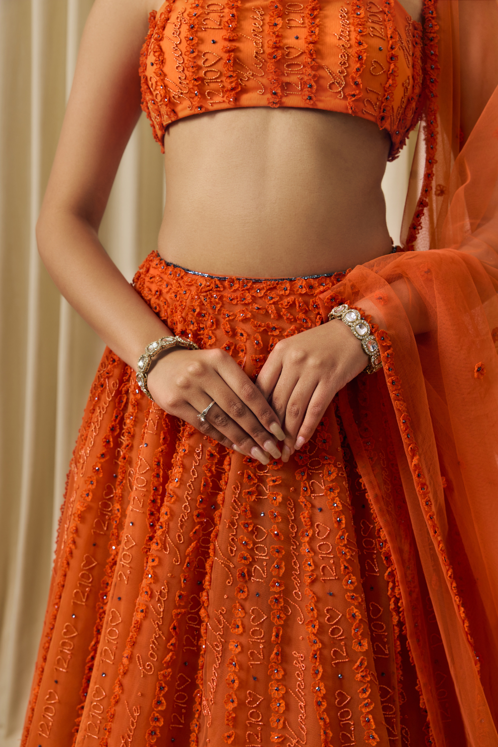 Hand embroidered custom work lehenga