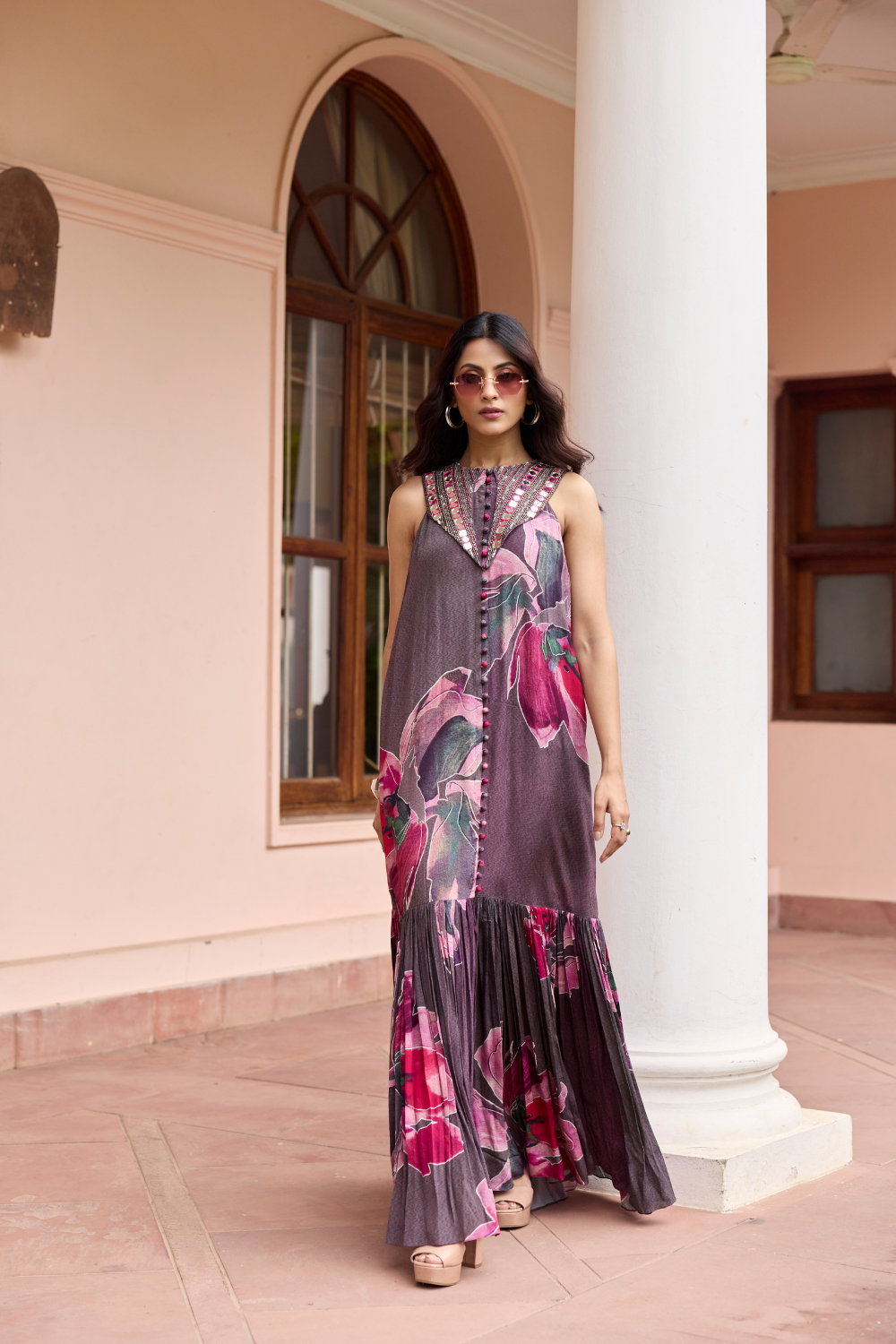 PLUMICIOUS FLORAL SHIRT MAXI DRESS