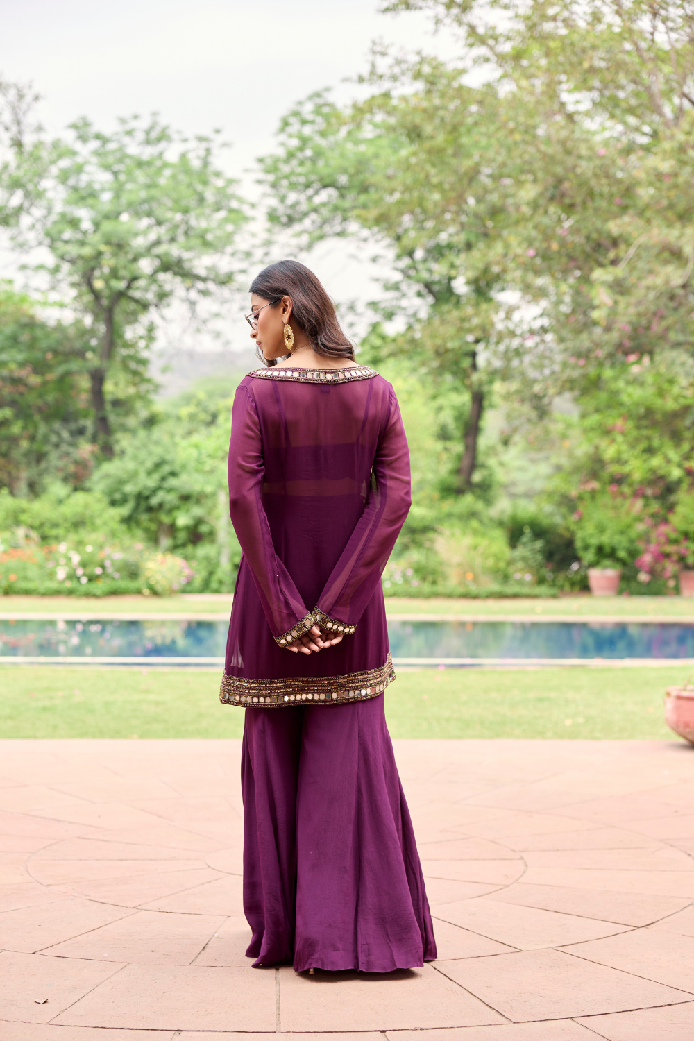 PLUM GEORGETTE KURTI SET