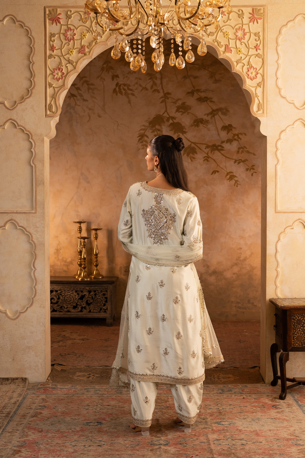 Pistachio Green Silk Suit Set