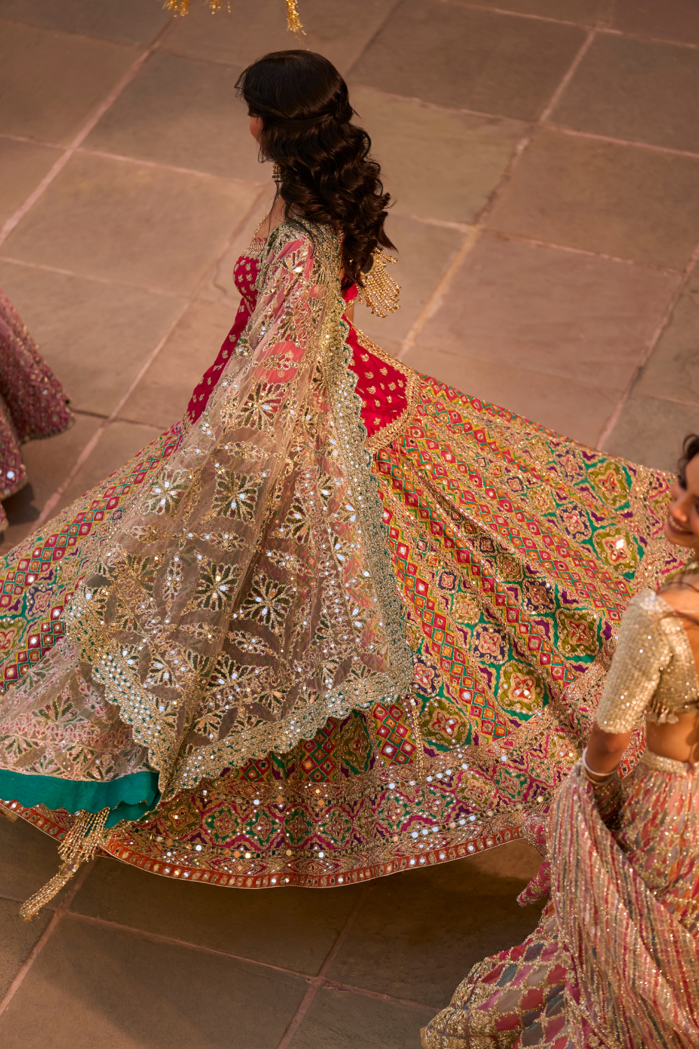 Multicolour Begam Choli Lehenga Set