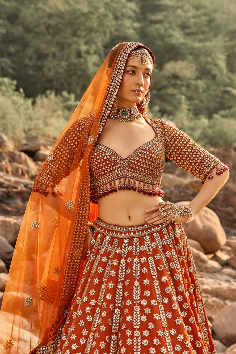 RUSTIC AMBER LEHENGA