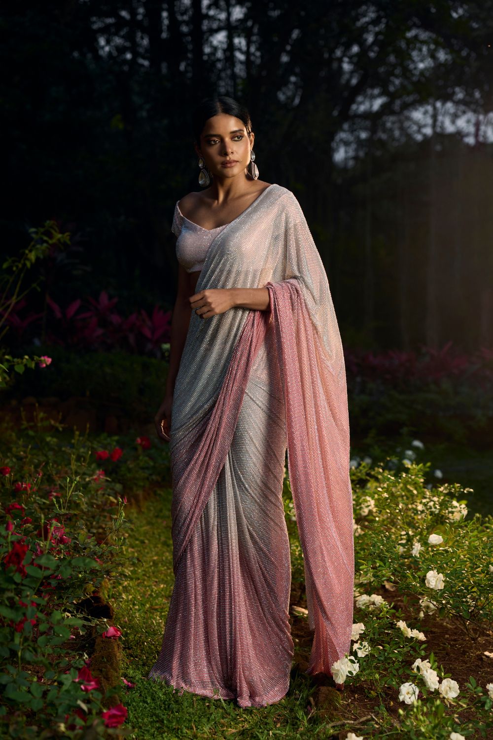 Gulrangi Crystal Saree Set