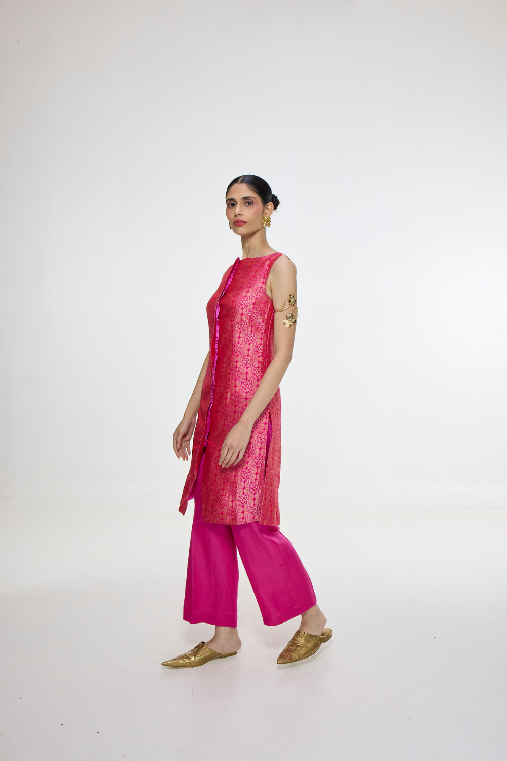 Handwoven Hot Pink Waistcoat Set