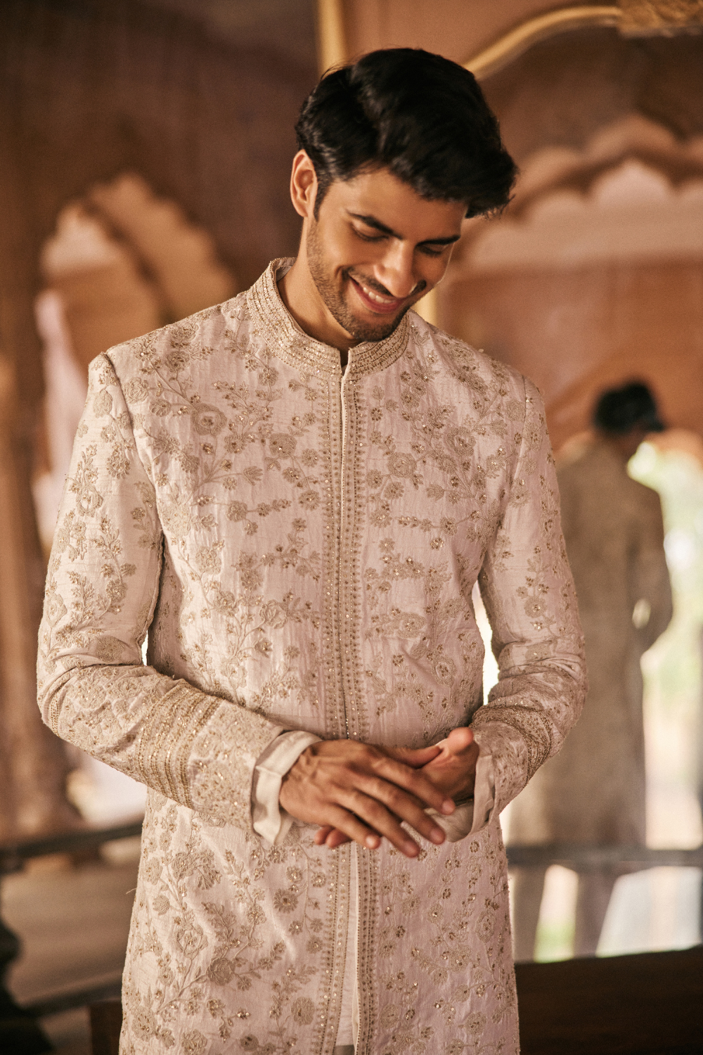 Ivory, white, dori embroidery, sherwani
