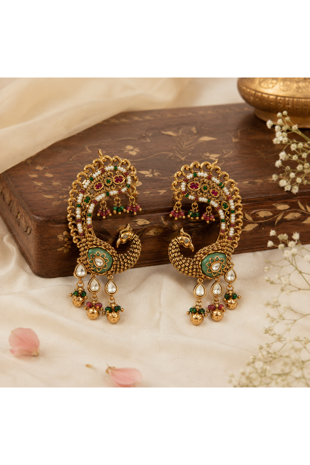 Multicolour Peacock Statement Earrings