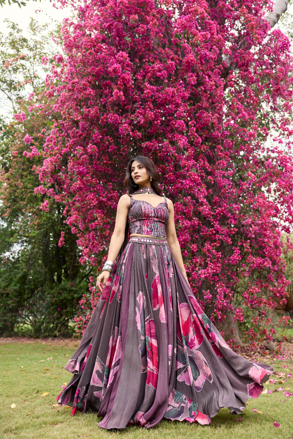 PLUMICIOUS PINK FLORAL LEHENGA SET