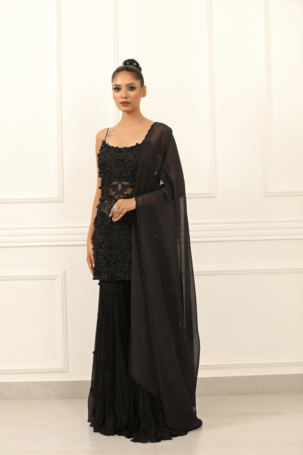 Noir luxe Gharara Set