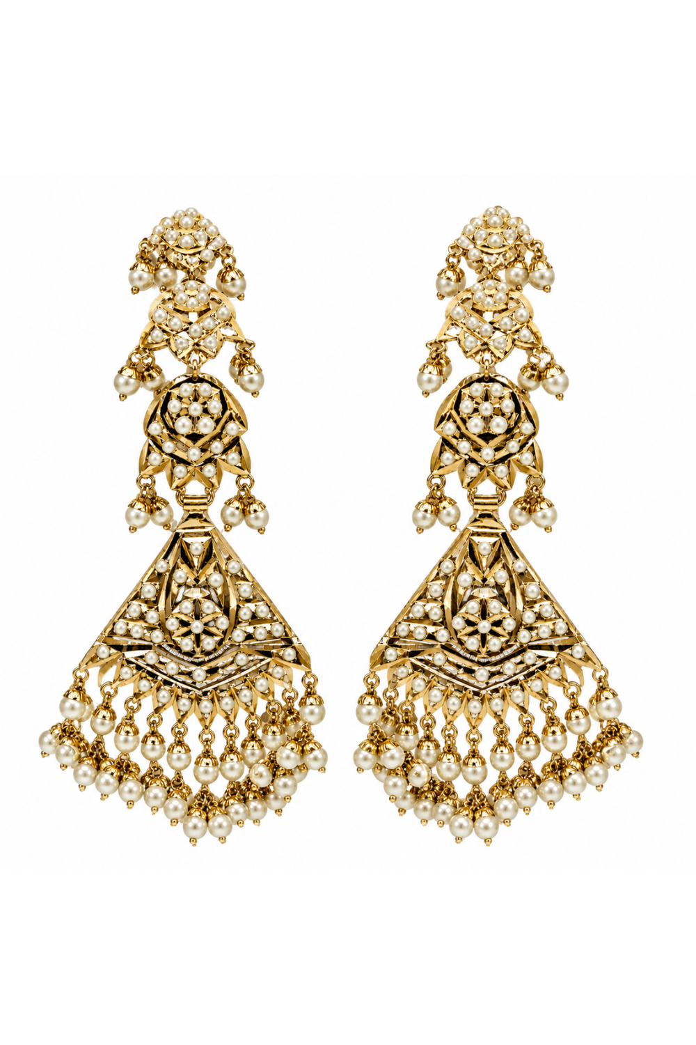 Jadau Pearl Geometric Statement Earrings