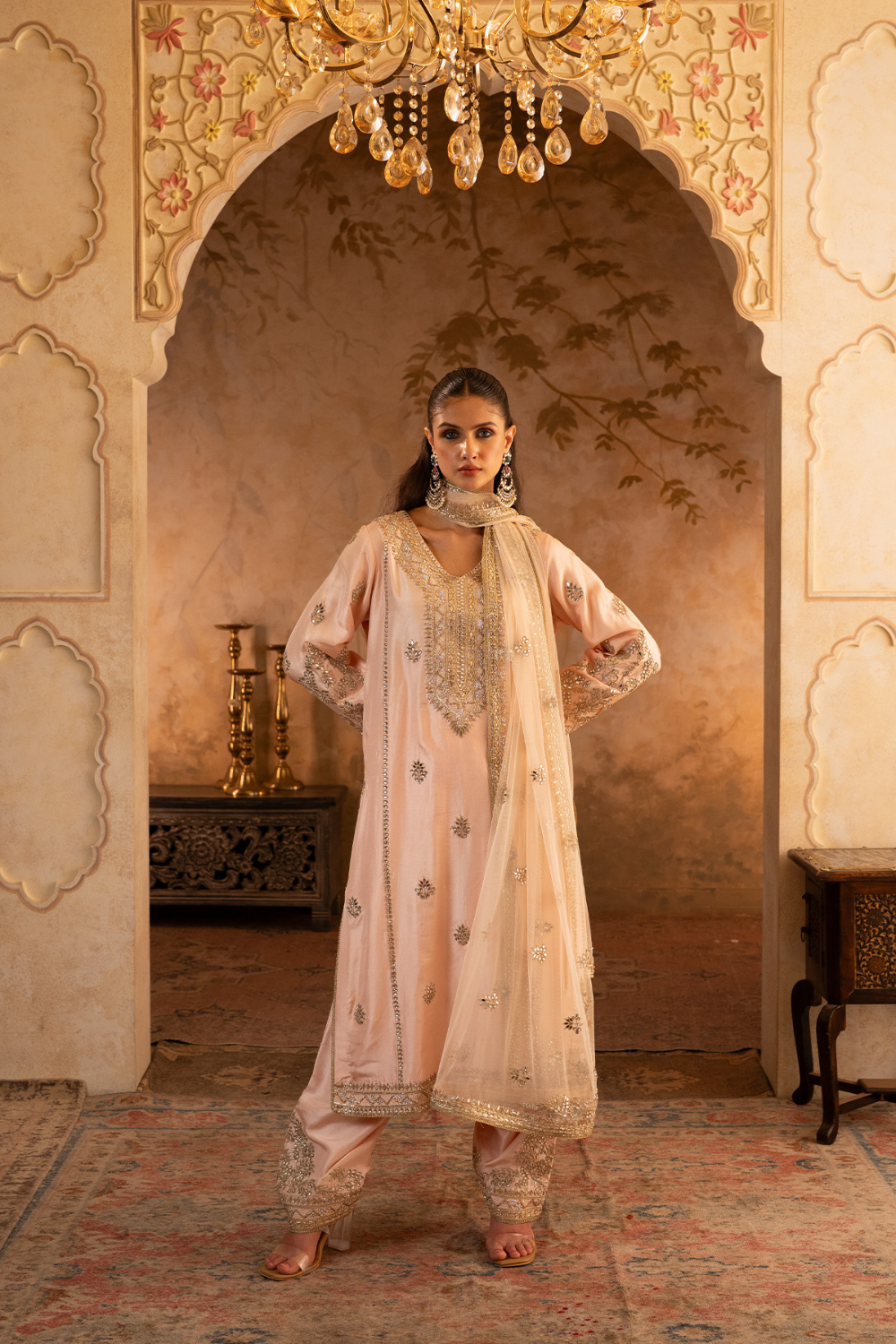Peach Silk Suit Set
