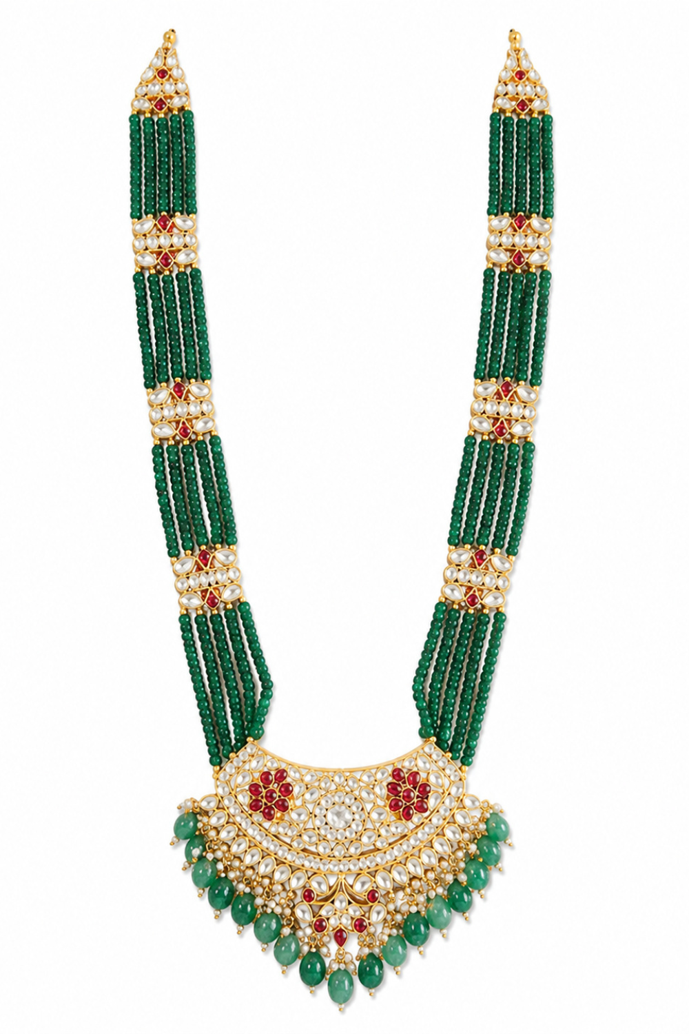 Emerald Beaded Kundan Statement Necklace