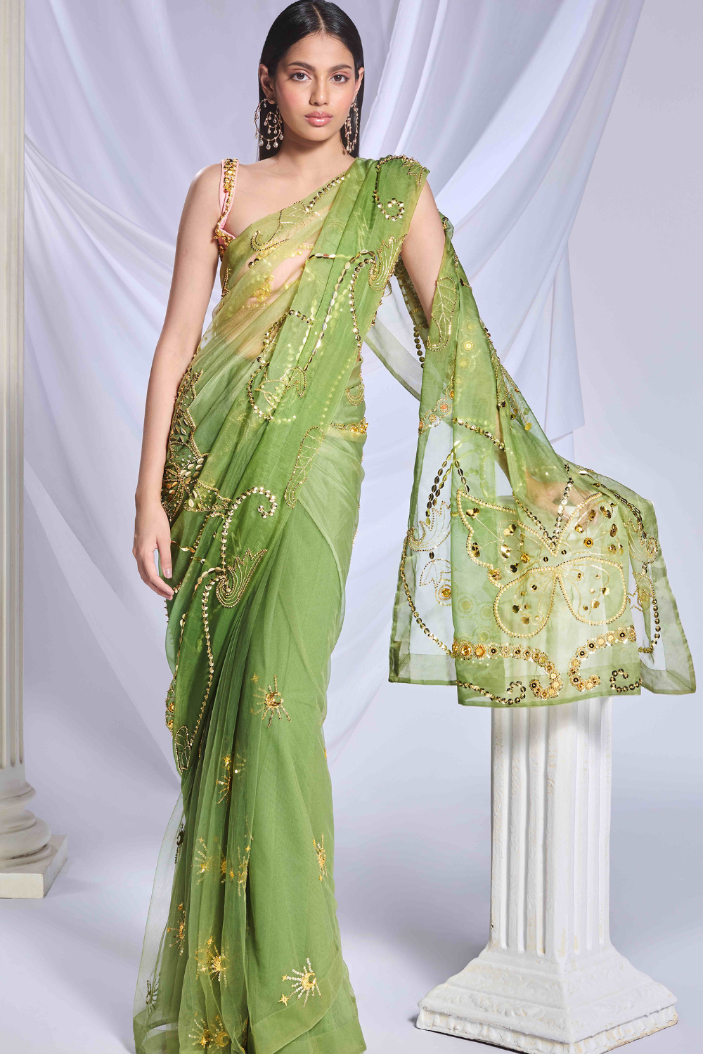 Sea Frost saree set