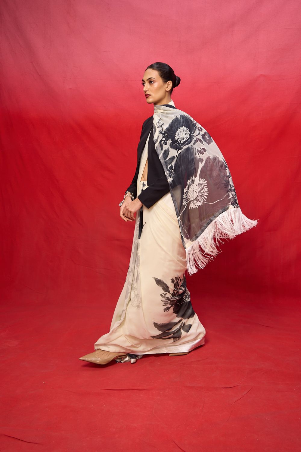 Handwoven Pistachio Green Georgette Digital Print Saree