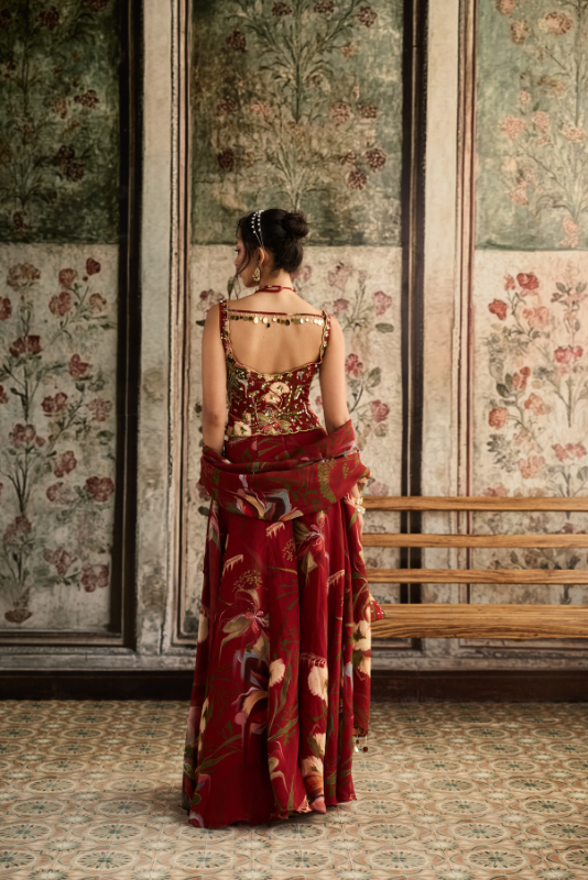 RED FLORAL PRINTED CO-ORD SET