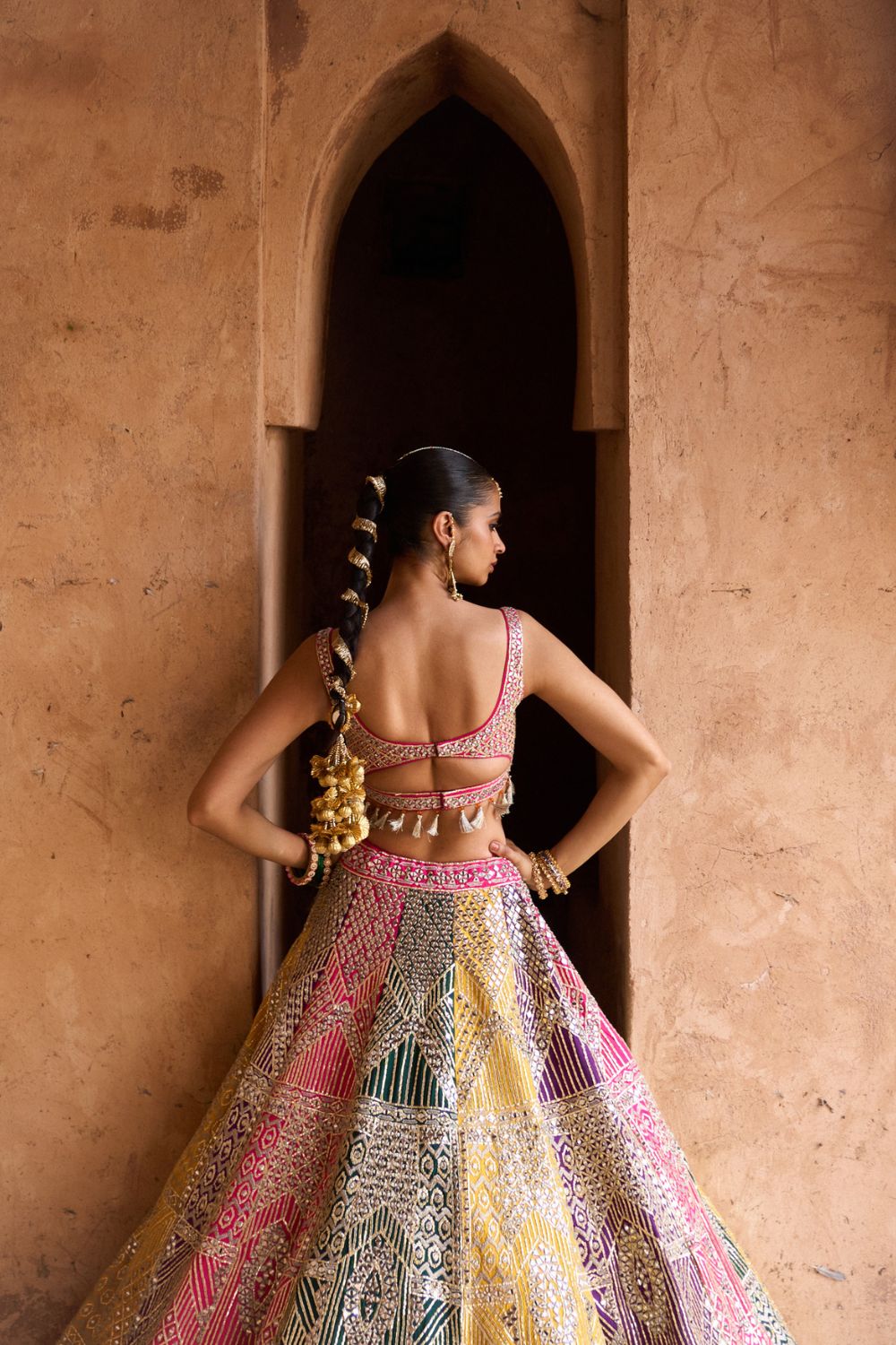 RANG —Multi colored Lehenga Set with Contrast Blouse
