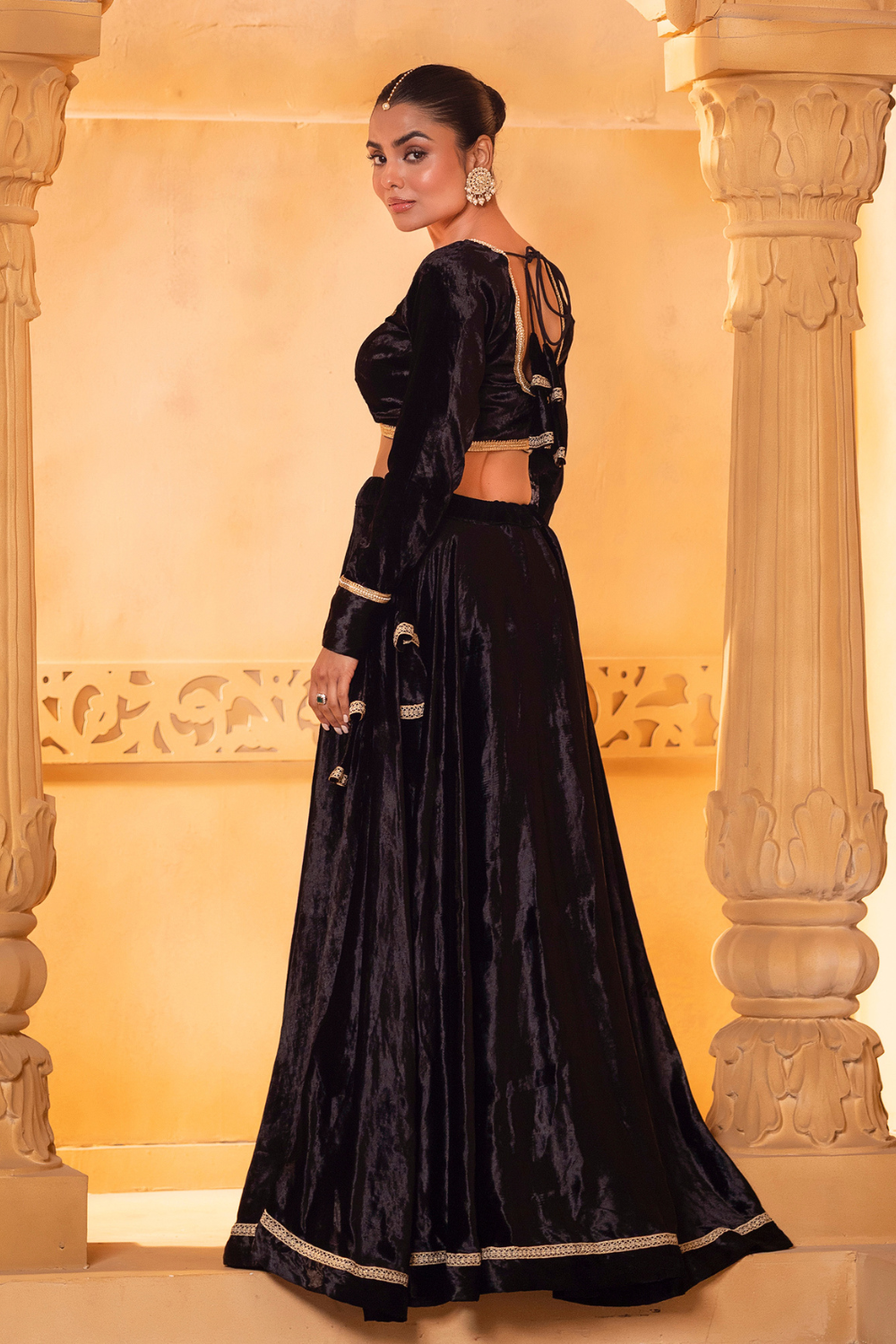 Black Velvet Lehenga Set