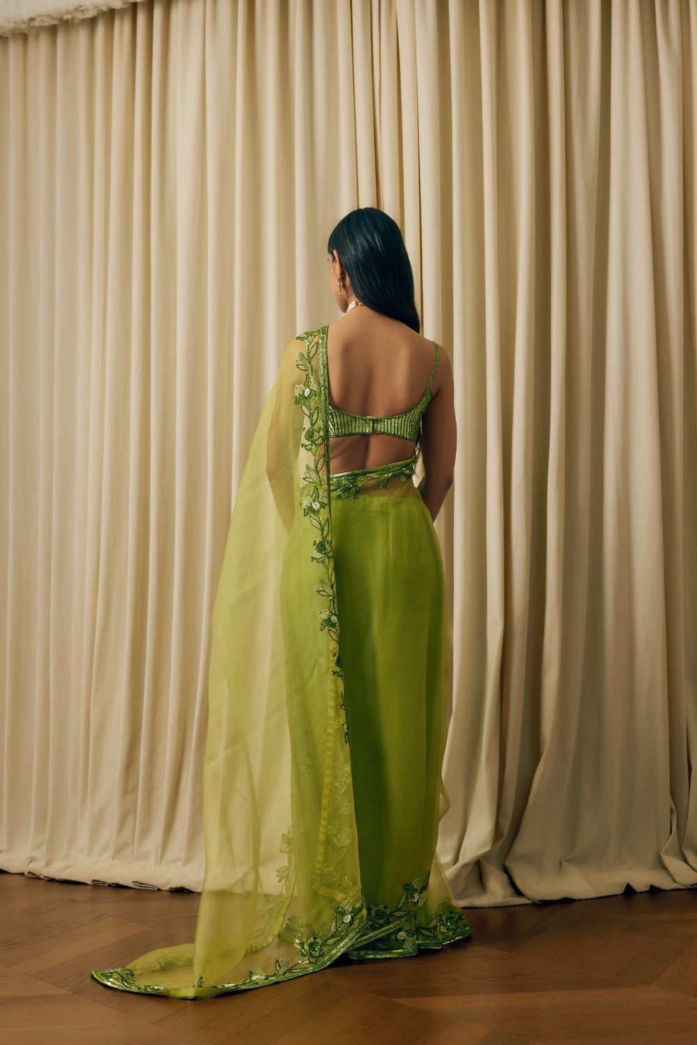 Lime Green saree