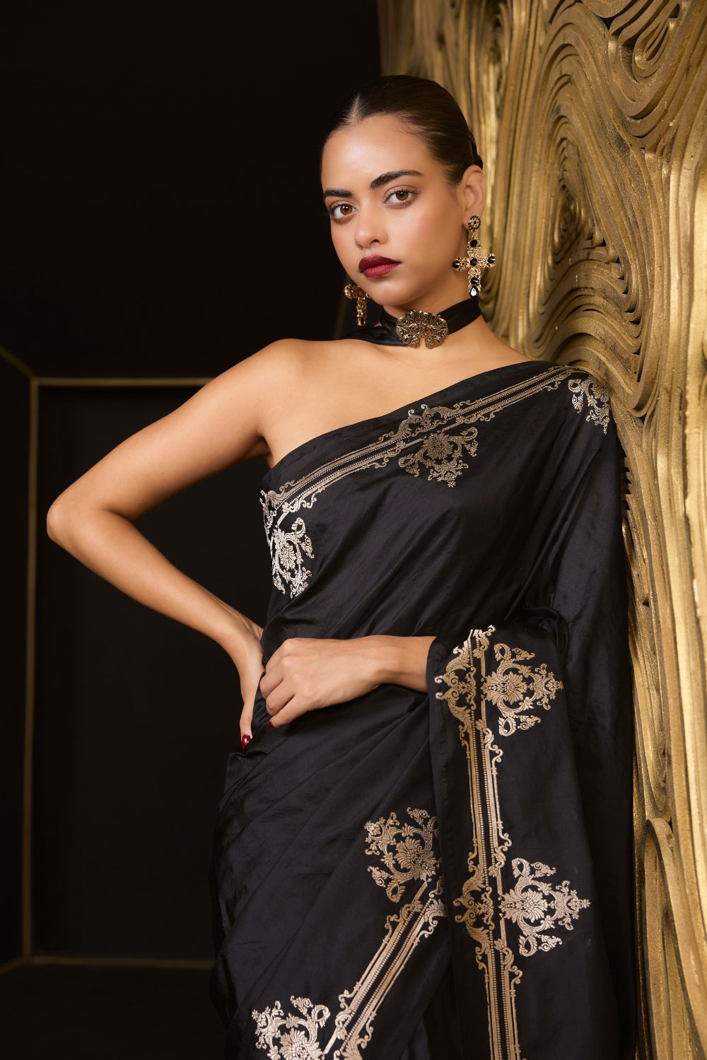 Goth Bride Saree Black