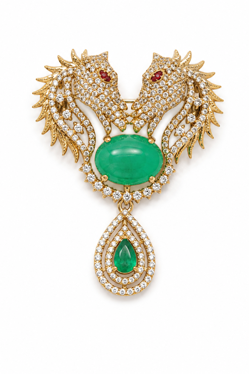 Gold Plated Zircon Horse Motif Brooch